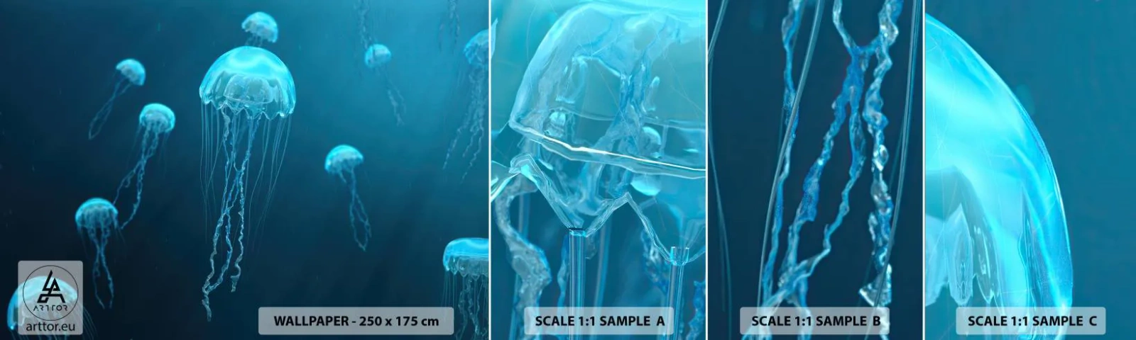 Fototapetenmuster Standard Eco - Ozeantanz - Qualle, Ozean, Wasser - 100x30 cm