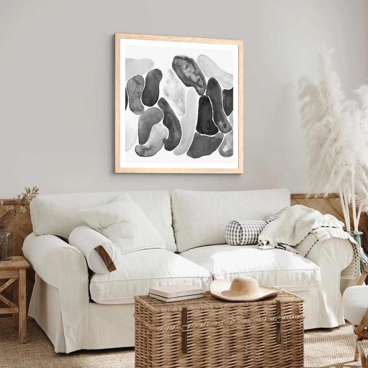 Poster in einem Rahmen aus heller Eiche - Felsige Abstraktion - 30x30 cm