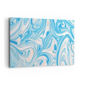 Bild auf Leinwand - Leinwandbild - Abstrakte Wirbel im blauen und weißen Marmorstil - 100x70cm - Sumpf in Türkis - Moderne Wanddekoration für Wohnzimmer und Schlafzimmer ARTTOR