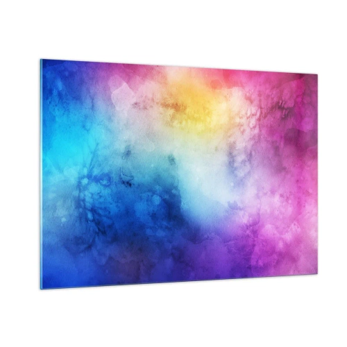 Glasbild - Bild auf glas - Abstrakte Komposition in Regenbogenfarben mit Aquarelleffekt - 100x70cm - Fast auf Wolke sieben - Moderne Wanddekoration für Wohnzimmer und Schlafzimmer ARTTOR
