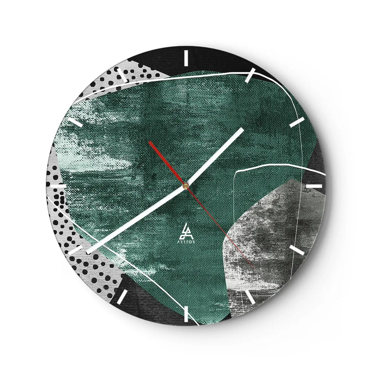 Wanduhr - Glasuhr - Bunte Abstraktion mit Blattgold - 40x40 cm