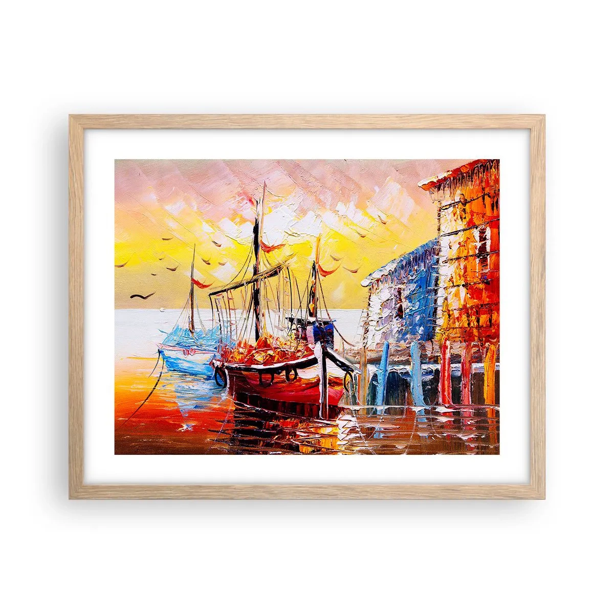 Poster in einem Rahmen aus heller Eiche - Glückliche Rückkehr - 50x40 cm