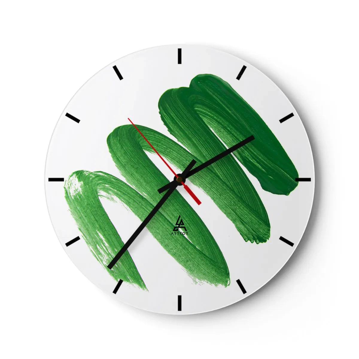Wanduhr - Glasuhr - Grüner Witz - 40x40 cm