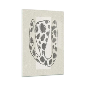 Glasbild - Bild auf glas - Abstraktes organisches Muster in Grautönen - 70x100cm - Seltsame Kreatur - Moderne Wanddekoration für Wohnzimmer und Schlafzimmer ARTTOR