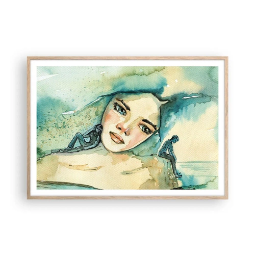 Poster in einem Rahmen aus heller Eiche - Bin ich blau? - 100x70 cm