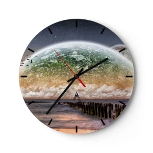 Wanduhr - Glasuhr - Und die Welt tauchte aus dem Wasser auf - 40x40 cm