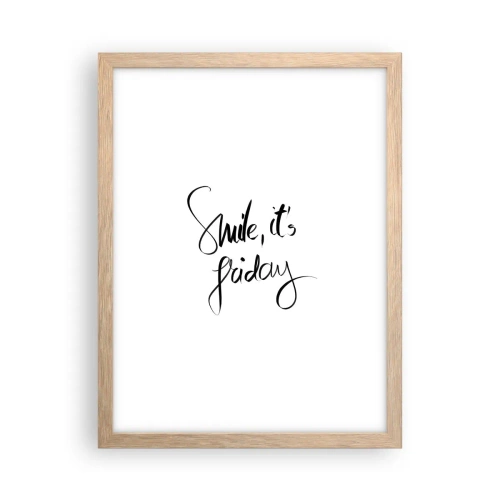 Poster in einem Rahmen aus heller Eiche - Echte Freude - 30x40 cm