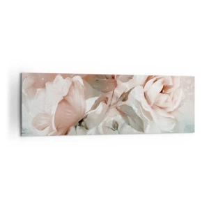 Bild auf Leinwand - Leinwandbild - Zarte Rosen in Pastelltönen auf hellem Untergrund - 160x50cm - Geist der Romantik - Moderne Wanddekoration für Wohnzimmer und Schlafzimmer ARTTOR