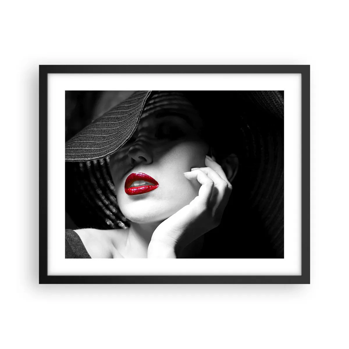 Poster in einem schwarzem Rahmen - Eine Studie in Scharlachrot - 50x40 cm