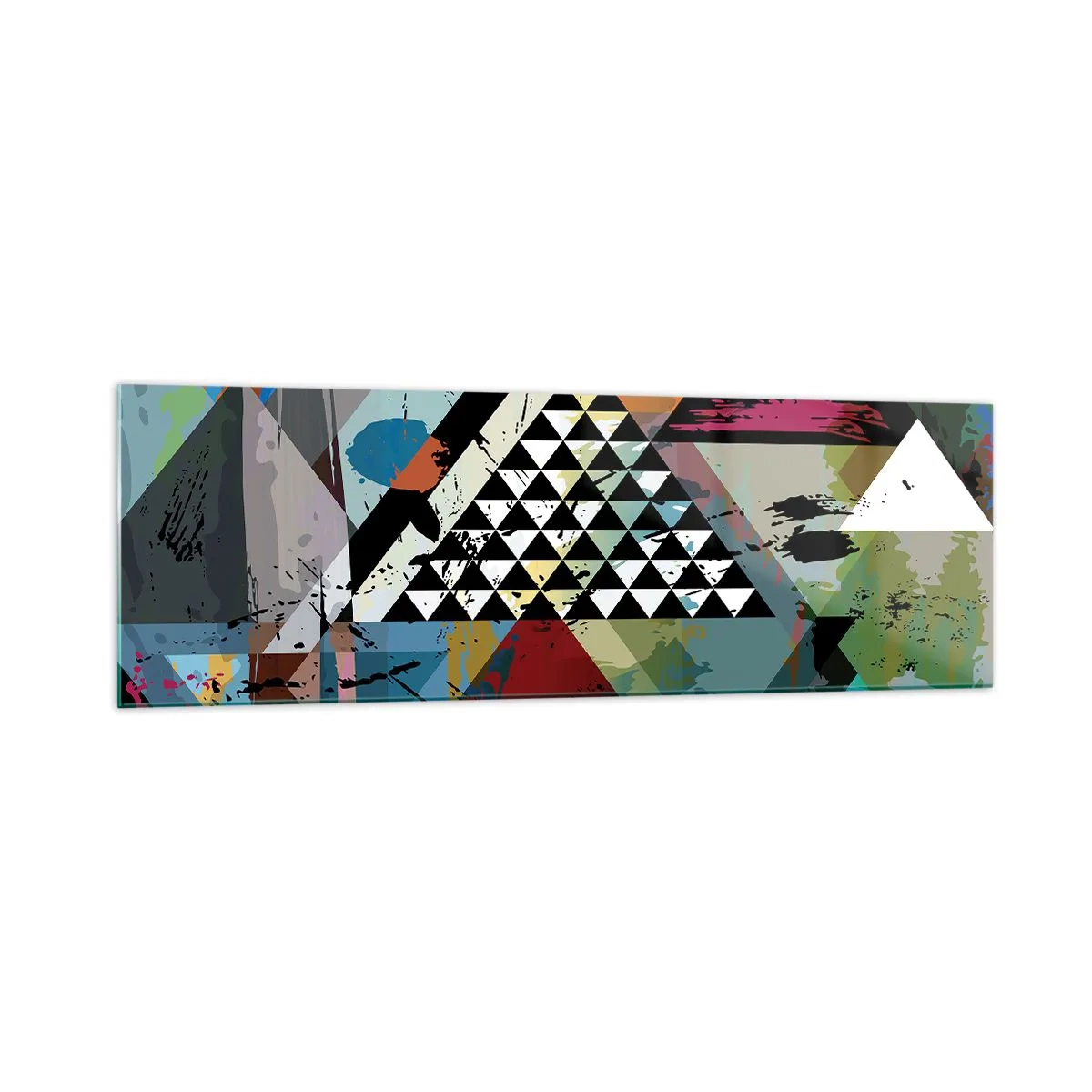 Glasbild - Bild auf glas - Eine abstrakte Komposition aus geometrischen Formen und Farben. - 160x50cm - Wie einfach ist es - Moderne Wanddekoration für Wohnzimmer und Schlafzimmer ARTTOR