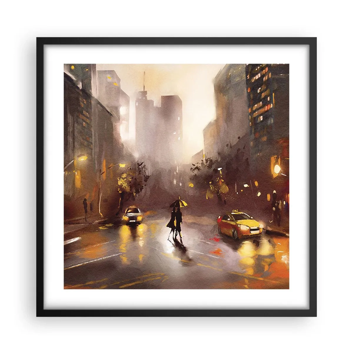 Poster in einem schwarzem Rahmen - Im Licht von New York - 50x50 cm