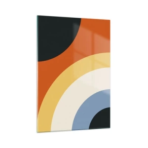 Glasbild - Bild auf glas - Abstrakte bunte Bögen auf einem Glashintergrund - 50x70cm - Zu mir selbst - Moderne Wanddekoration für Wohnzimmer und Schlafzimmer ARTTOR