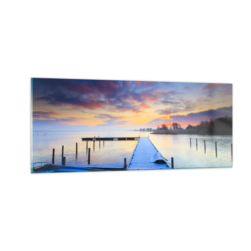 Glasbild - Bild auf glas - Violett-goldene Ruhe - 100x40 cm