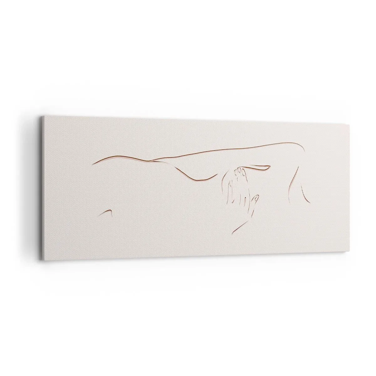 Bild auf Leinwand - Leinwandbild - Eine subtile Strichzeichnung einer Silhouette vor einem hellen Hintergrund - 120x50cm - Die Form des Verlangens - Moderne Wanddekoration für Wohnzimmer und Schlafzimmer ARTTOR