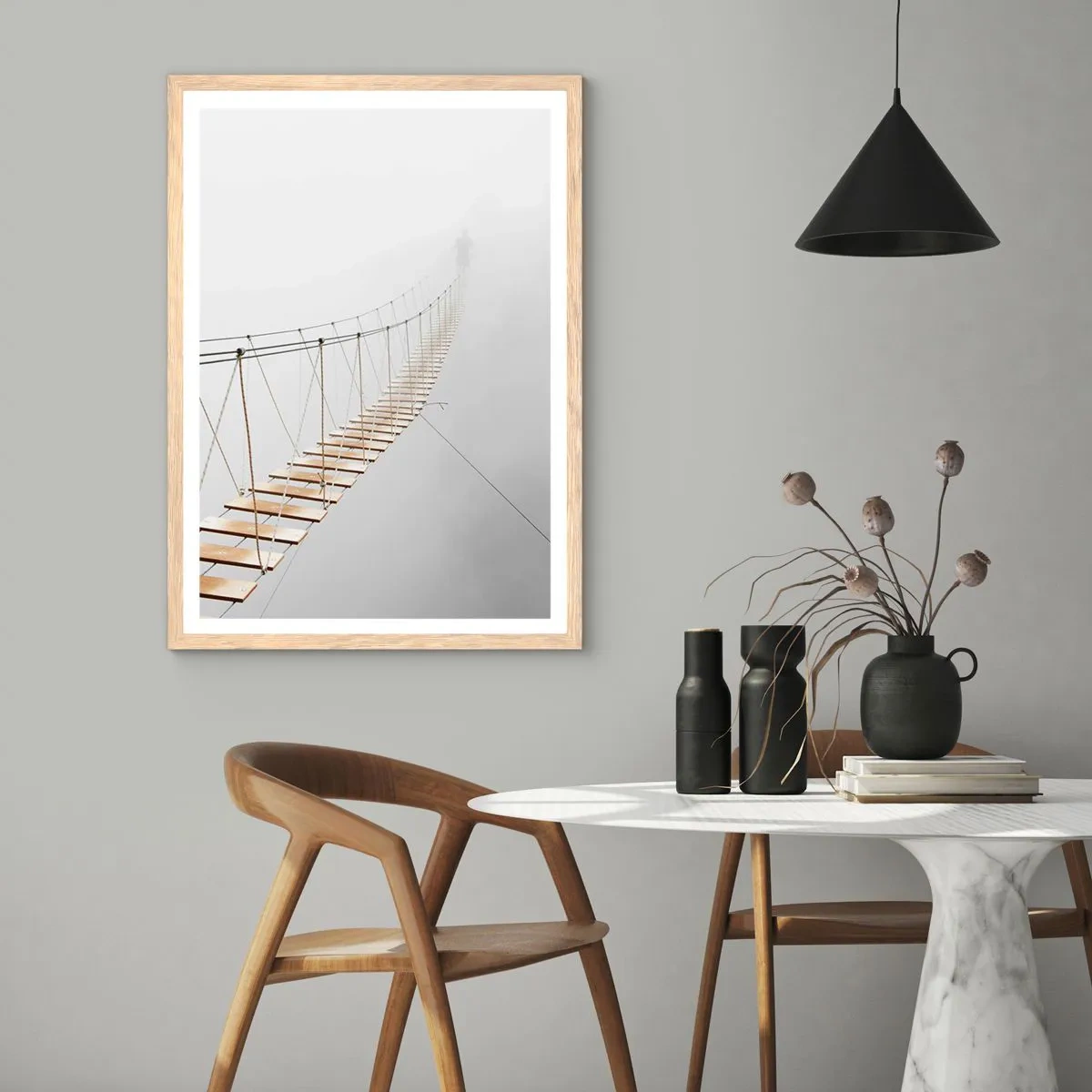 Poster in einem Rahmen aus heller Eiche - Wohin wird es dich führen? - 50x70 cm