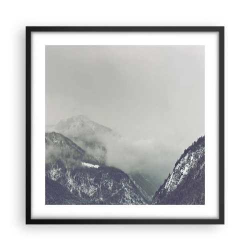 Poster in einem schwarzem Rahmen - Nebliges Tal - 50x50 cm
