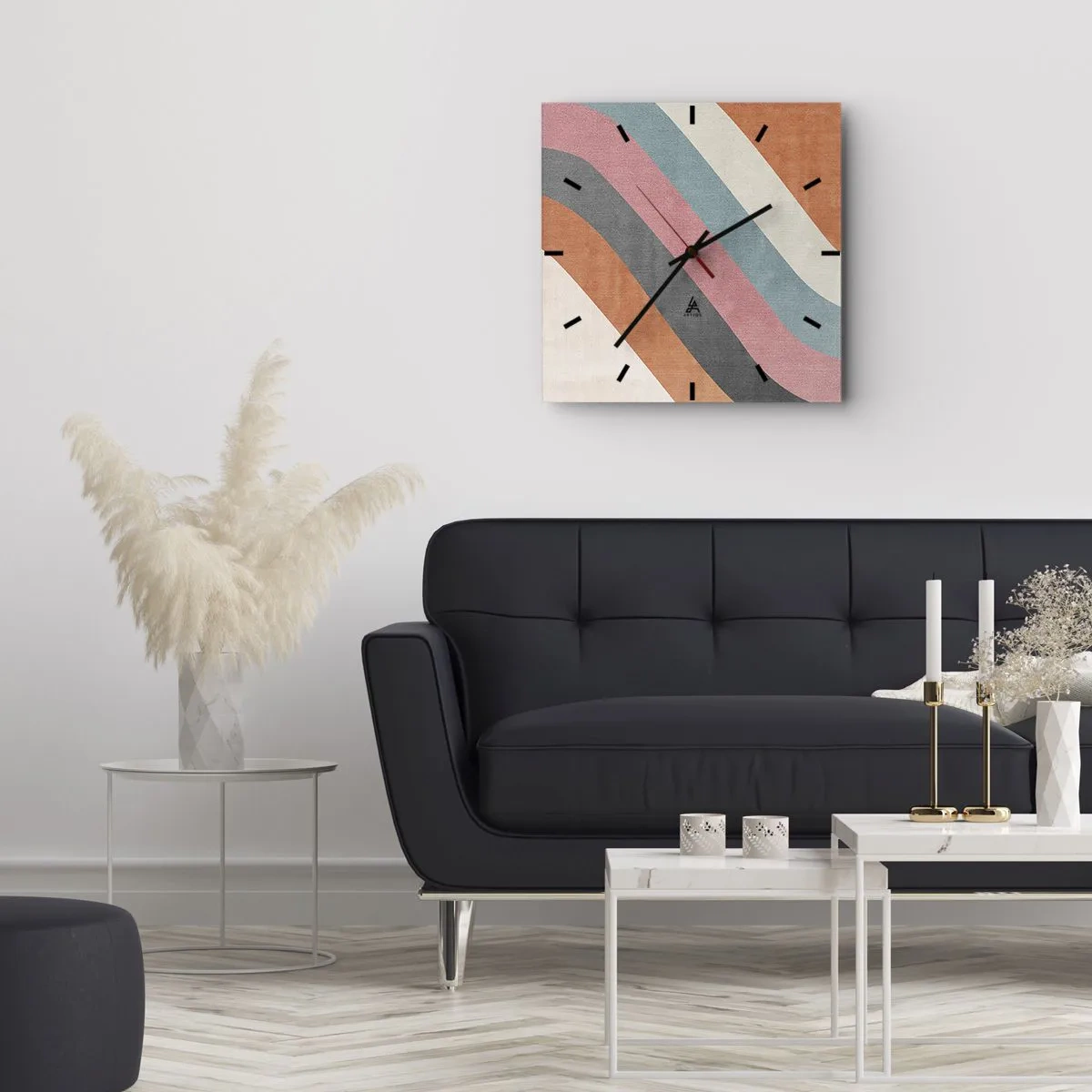 Wanduhr - Glasuhr - Diagonale Komposition – Bewegung - 40x40 cm