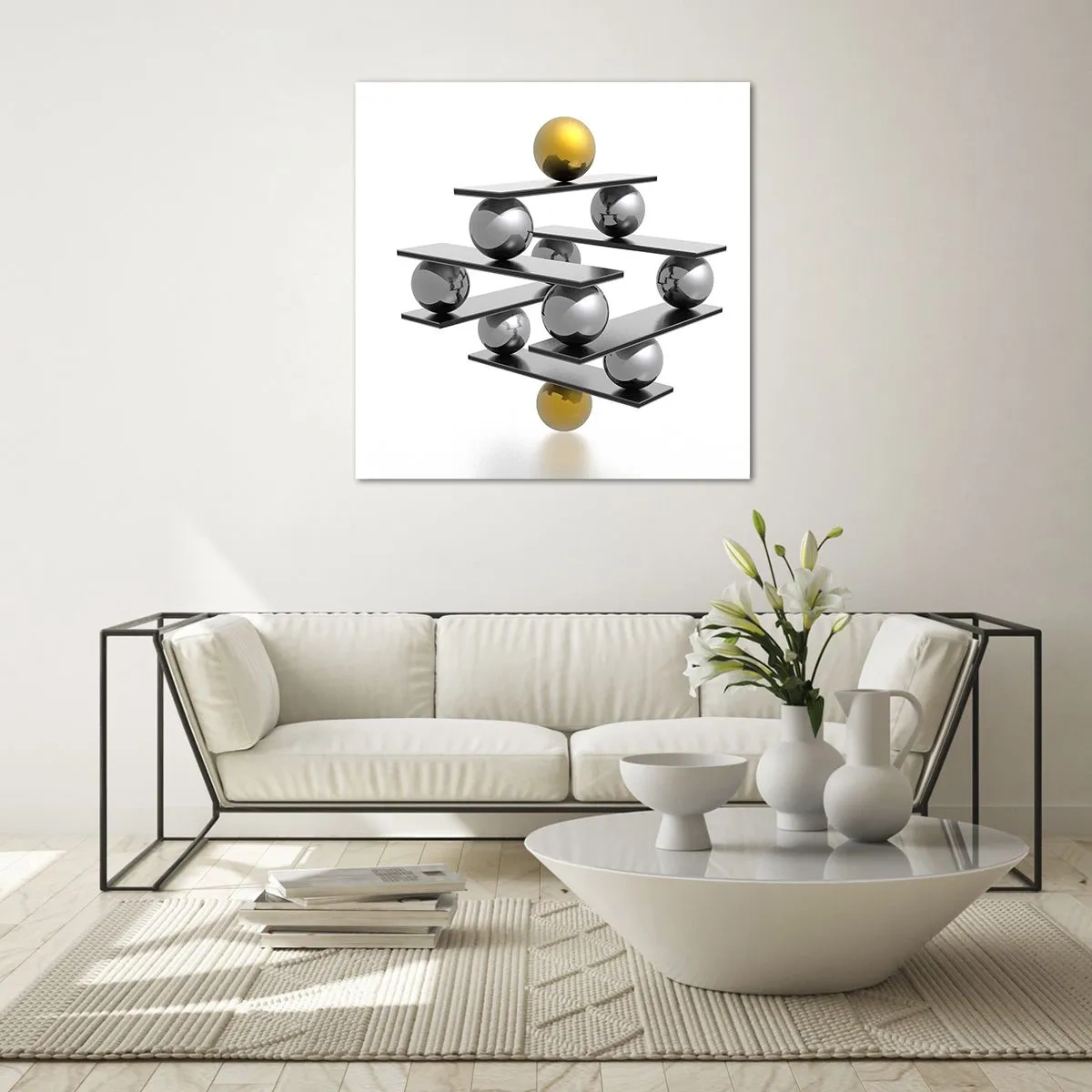 Glasbild - Bild auf glas - Gold- und Silberbalance - 70x70 cm