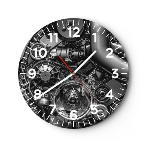 Wanduhr - Glasuhr - Die Poesie der Mechanik - 30x30 cm