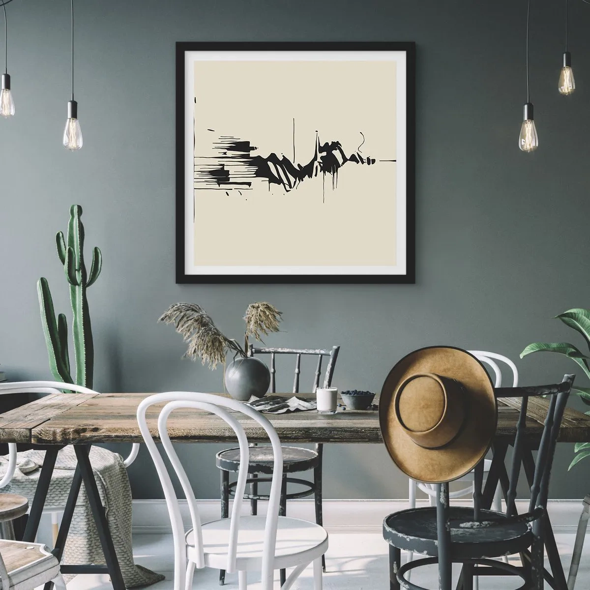 Poster in einem schwarzem Rahmen - Hastige Abstraktion - 40x40 cm