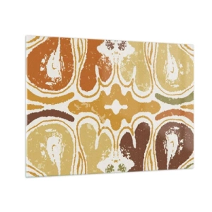 Glasbild - Bild auf glas - Symmetrische Abstraktion in warmen Erdtönen - 70x50cm - Sentimentale Abstraktion - Moderne Wanddekoration für Wohnzimmer und Schlafzimmer ARTTOR