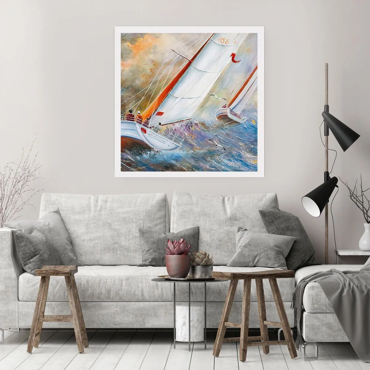 Poster - Durch die Wellen laufend - 30x30 cm