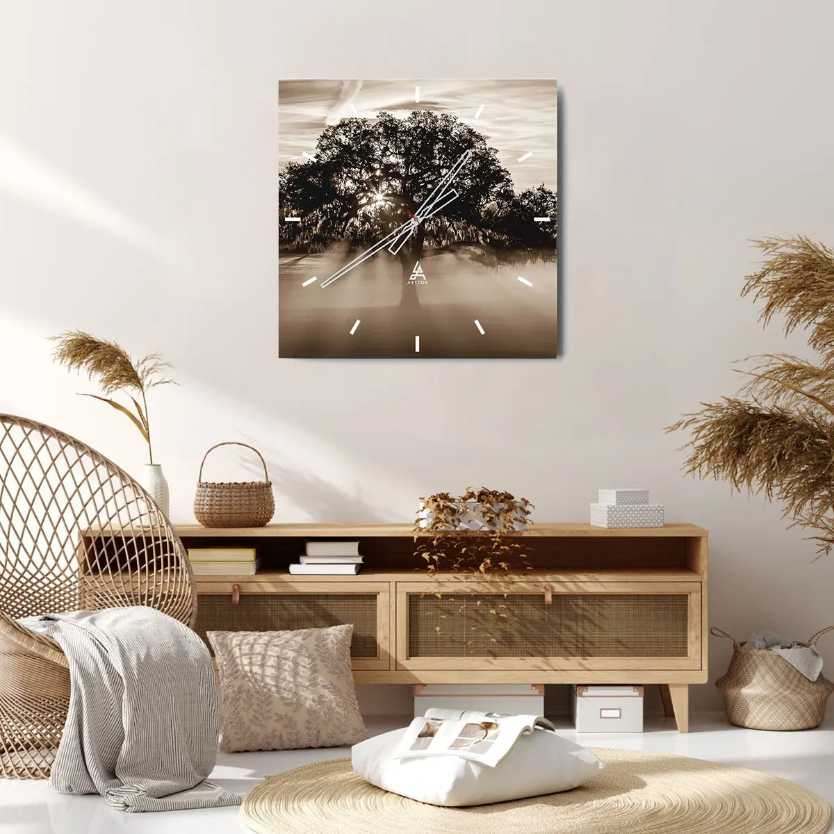 Wanduhr - Glasuhr - Baum der guten Nachrichten  - 40x40 cm