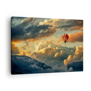 Bild auf Leinwand - Leinwandbild - Ein Ballon vor dem Hintergrund dramatischer Wolken - 70x50cm - Ich fliege, weil ich es will - Moderne Wanddekoration für Wohnzimmer und Schlafzimmer ARTTOR