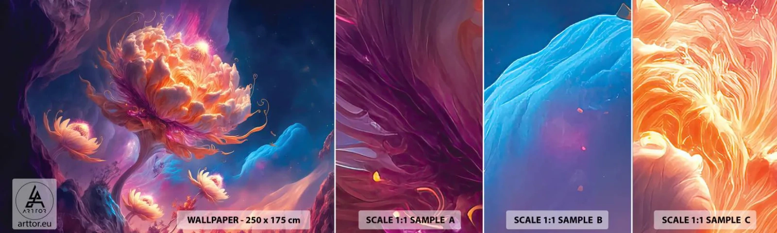 Fototapetenmuster Standard Eco - Andere Welt - Fantastisch, Land, Blumen - 100x30 cm