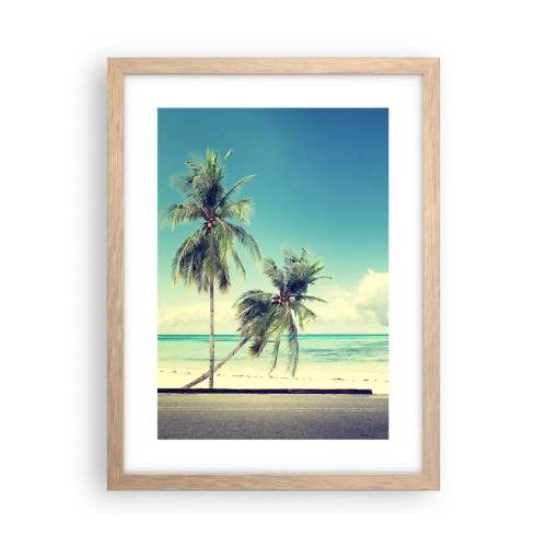 Poster in einem Rahmen aus heller Eiche - Zeit um in die Ferien zu starten - 30x40 cm