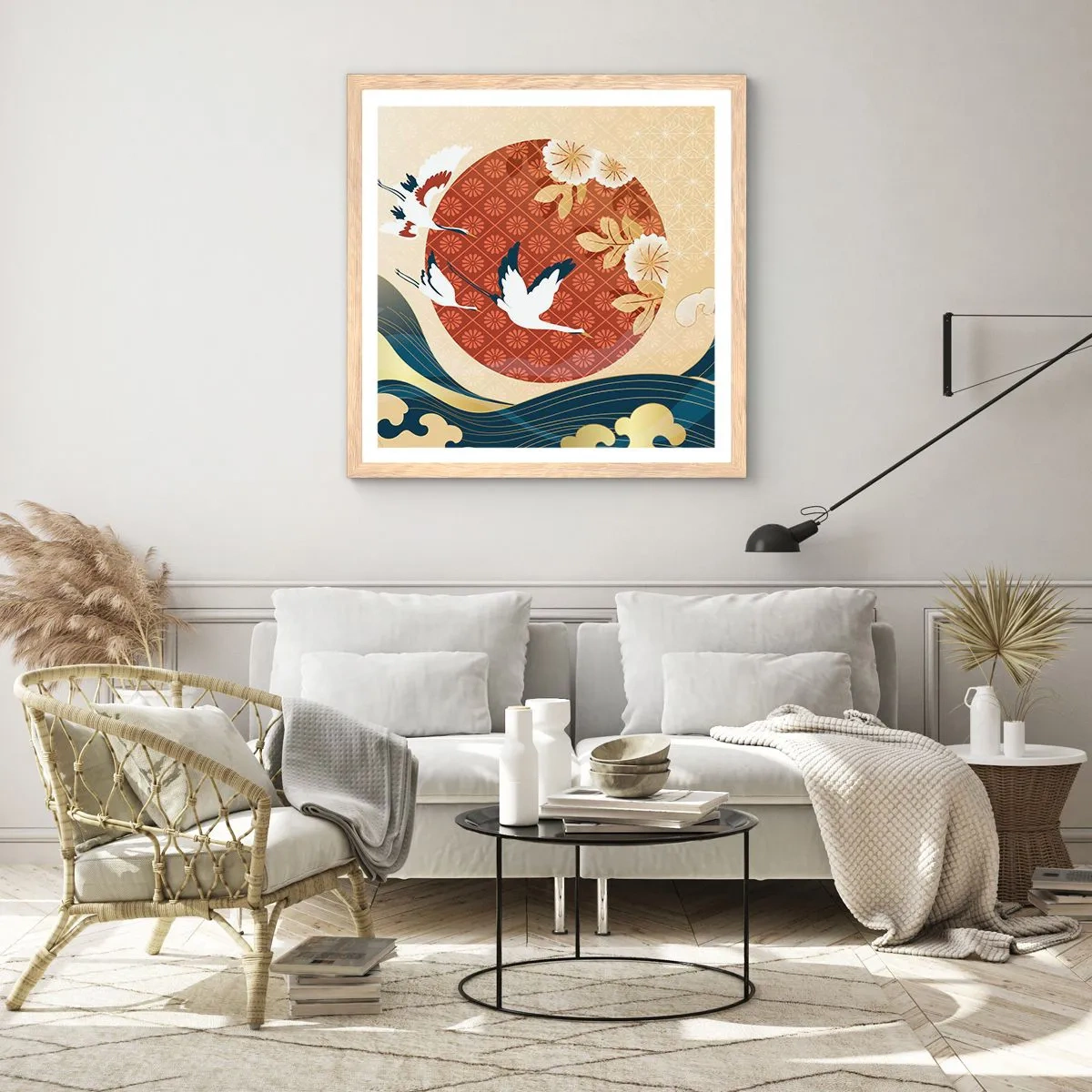 Poster in einem Rahmen aus heller Eiche - Japanisches Märchen - 30x30 cm