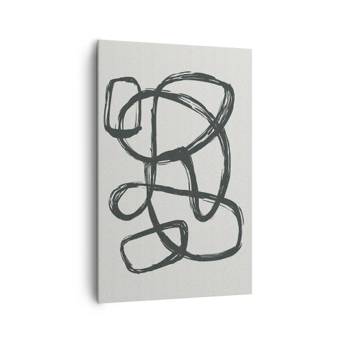 Bild auf Leinwand - Leinwandbild - Abstrakte Linien erzeugen Freiformformen auf hellem Hintergrund - 80x120cm - Schleifenabstraktion - Moderne Wanddekoration für Wohnzimmer und Schlafzimmer ARTTOR