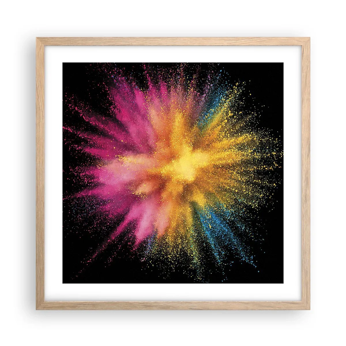Poster in einem Rahmen aus heller Eiche - Die Geburt der Farben - 50x50 cm