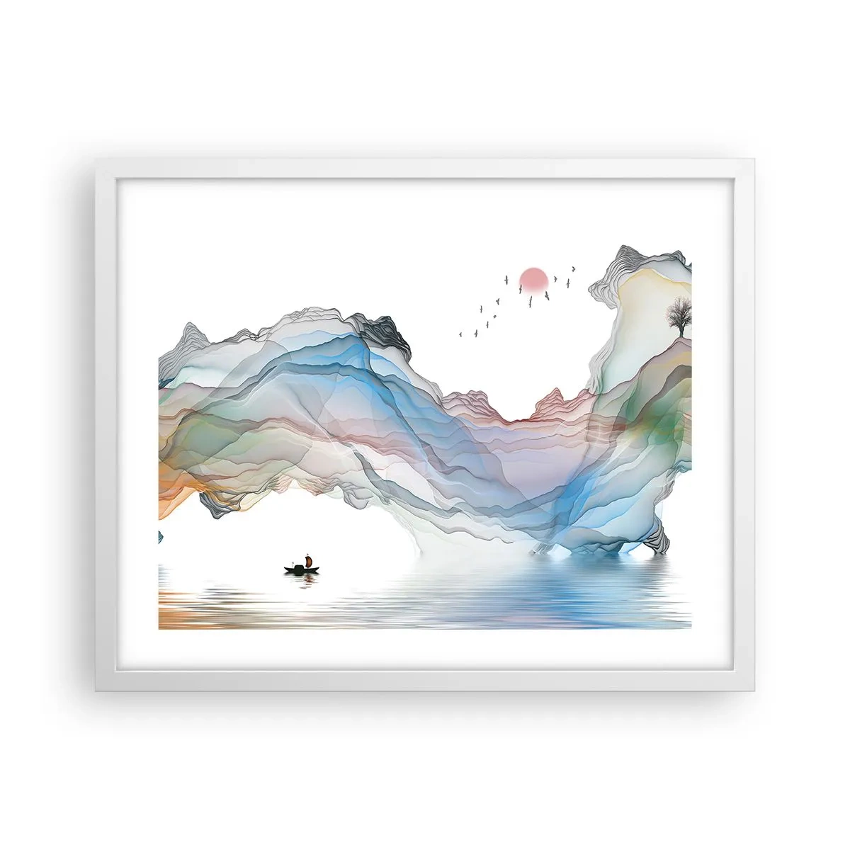 Poster in einem weißen Rahmen - Zu den Kristallbergen - 50x40 cm