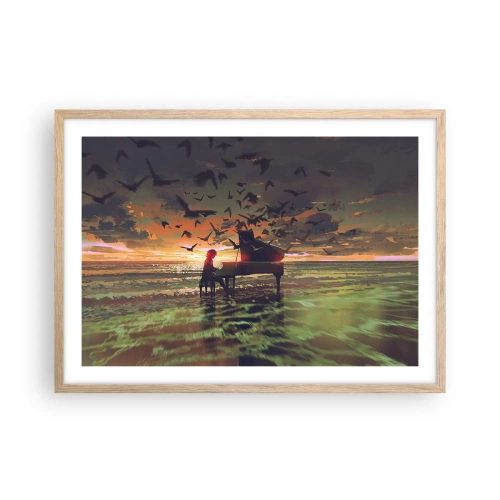 Poster in einem Rahmen aus heller Eiche - Konzert für Klavier und Wellen - 70x50 cm