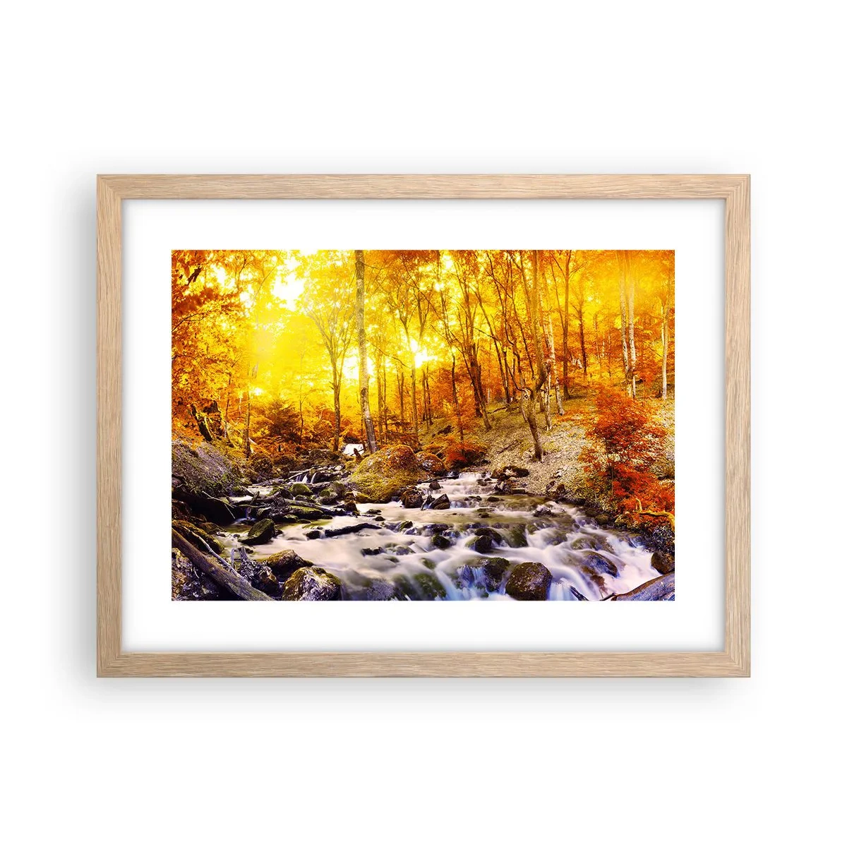 Poster in einem Rahmen aus heller Eiche - In Gold und Platin gefasste Steine - 40x30 cm