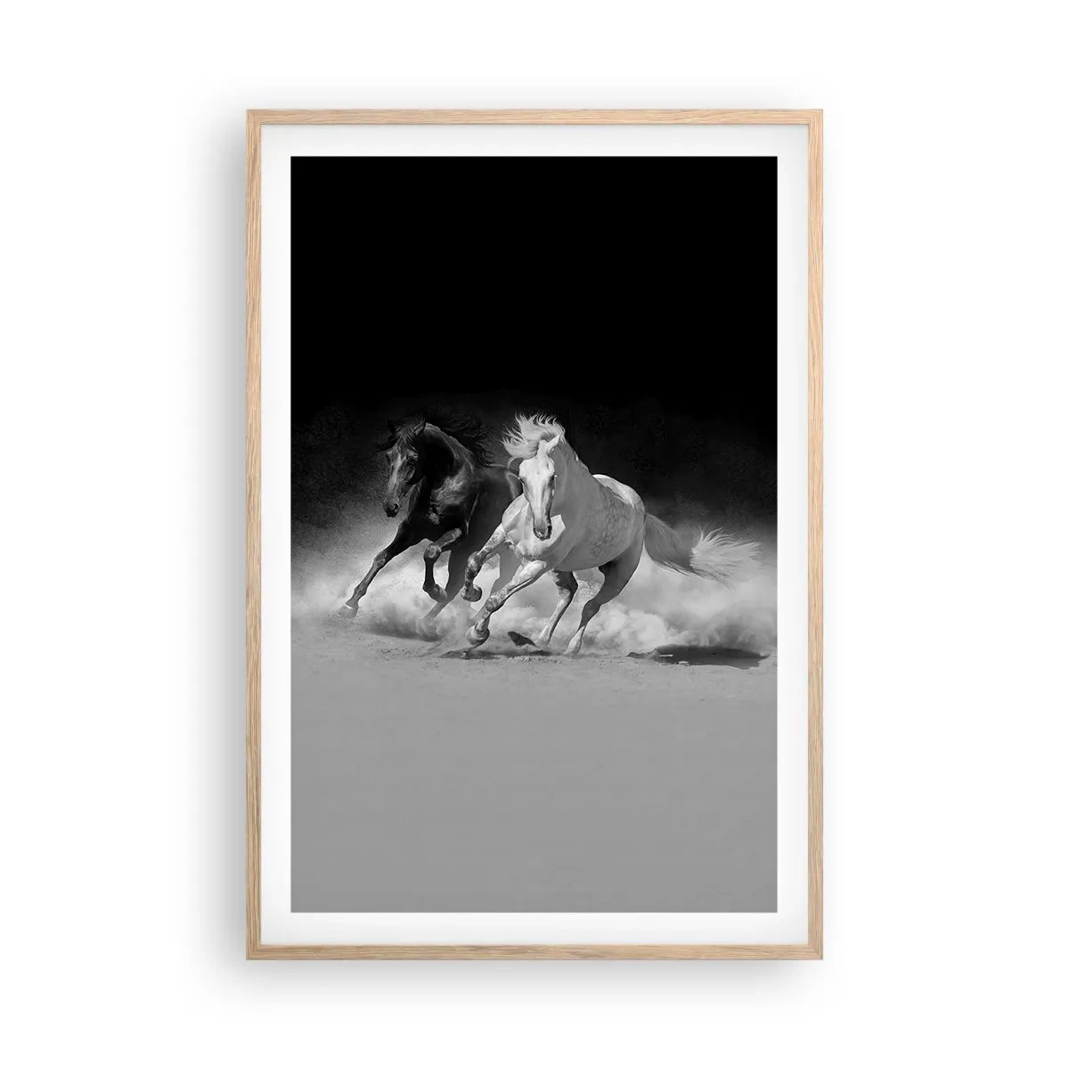 Poster in einem Rahmen aus heller Eiche - Galopp der Freiheit - 61x91 cm