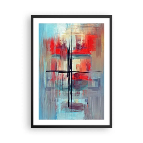 Poster in einem schwarzem Rahmen - Abstrakte Komposition in dynamischen Farben - 50x70cm - Landschaft in einer unbekannten Dimension - Moderne Wanddekoration für Wohnzimmer und Schlafzimmer ARTTOR