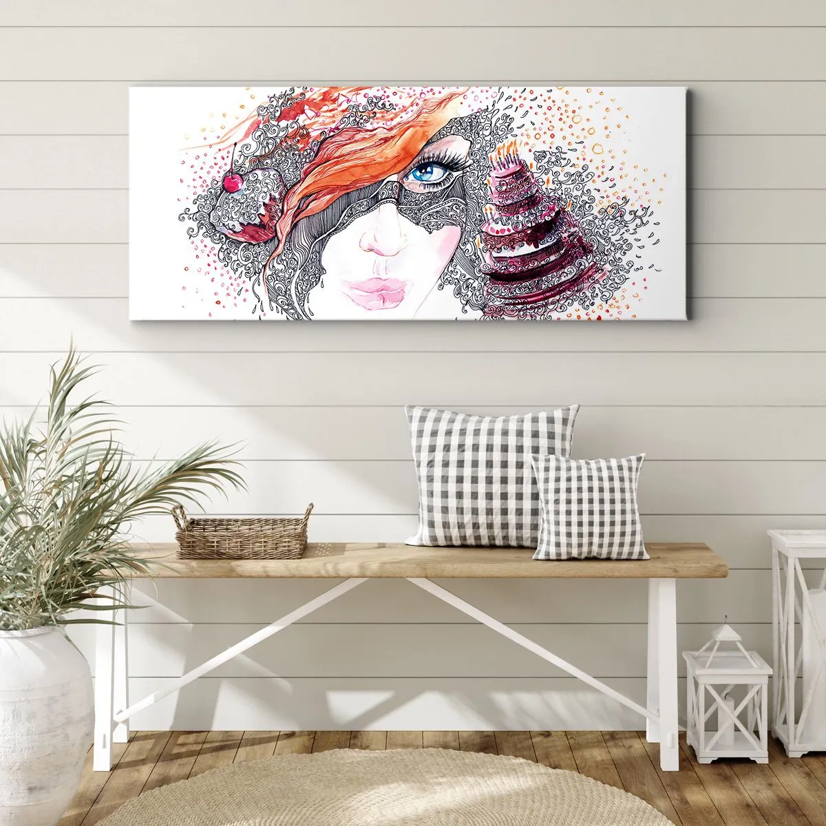 Bild auf Leinwand - Leinwandbild - Bei ihr ist jeden Tag Feiertag - 90x30 cm