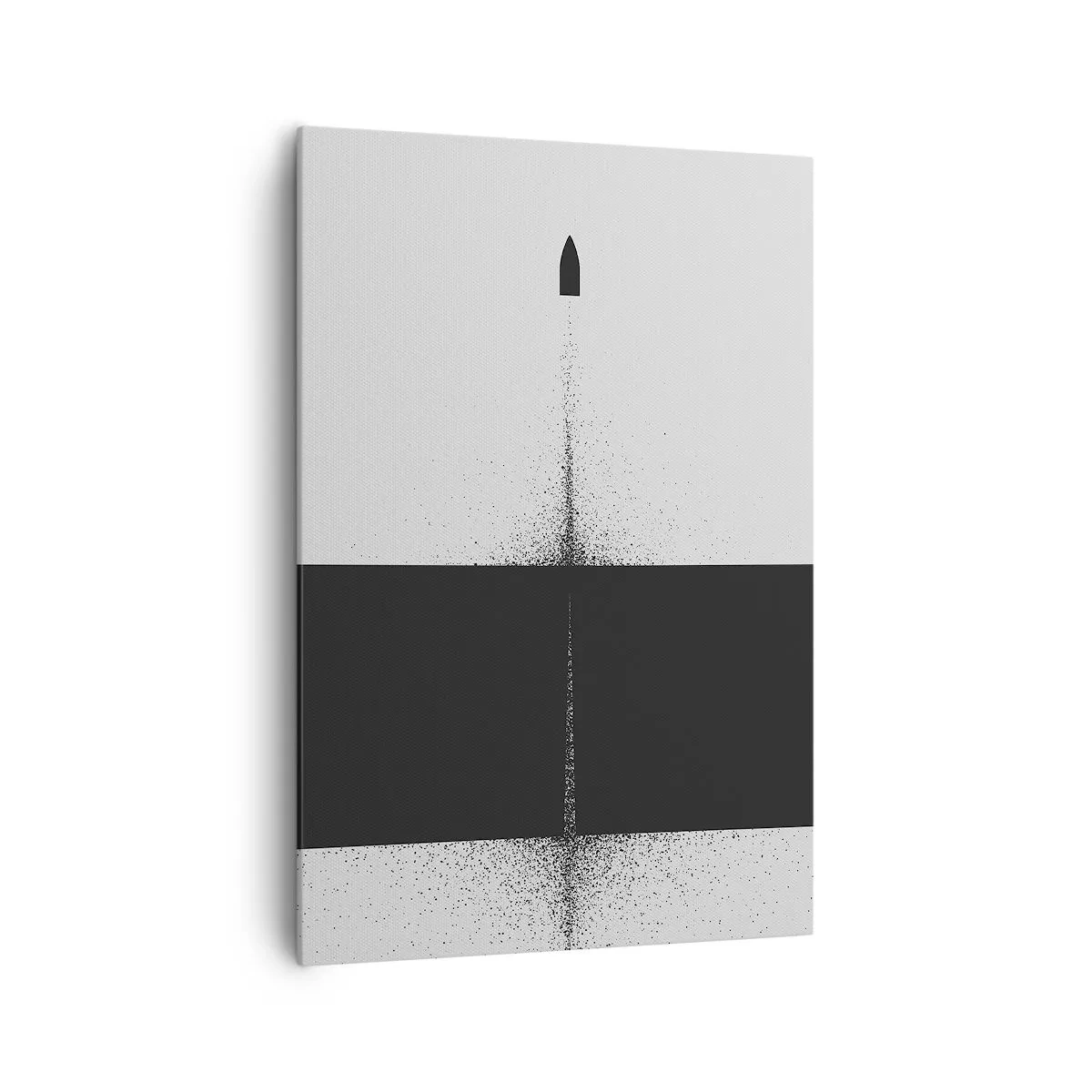 Bild auf Leinwand - Leinwandbild - Ein symbolisches Projektil im minimalistischen, abstrakten Stil. - 70x100cm - Direkt zum Ziel - Moderne Wanddekoration für Wohnzimmer und Schlafzimmer ARTTOR