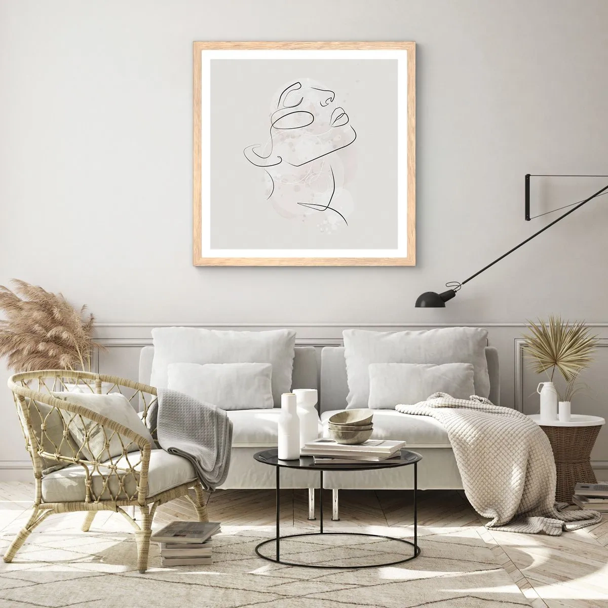 Poster in einem Rahmen aus heller Eiche - Die Umrisse eines Traums - 60x60 cm