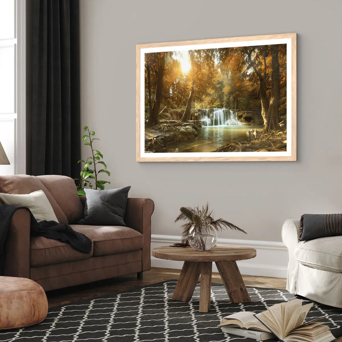 Poster in einem Rahmen aus heller Eiche - Parkkaskade - 100x70 cm