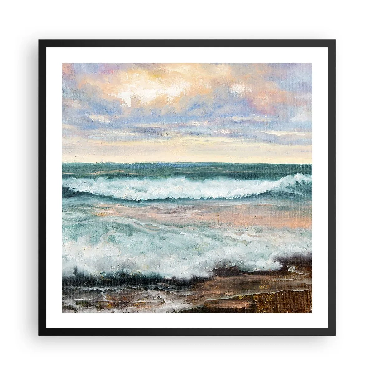 Poster in einem schwarzem Rahmen - Hier werden Sie Ihre Seele baumeln lassen - 60x60 cm