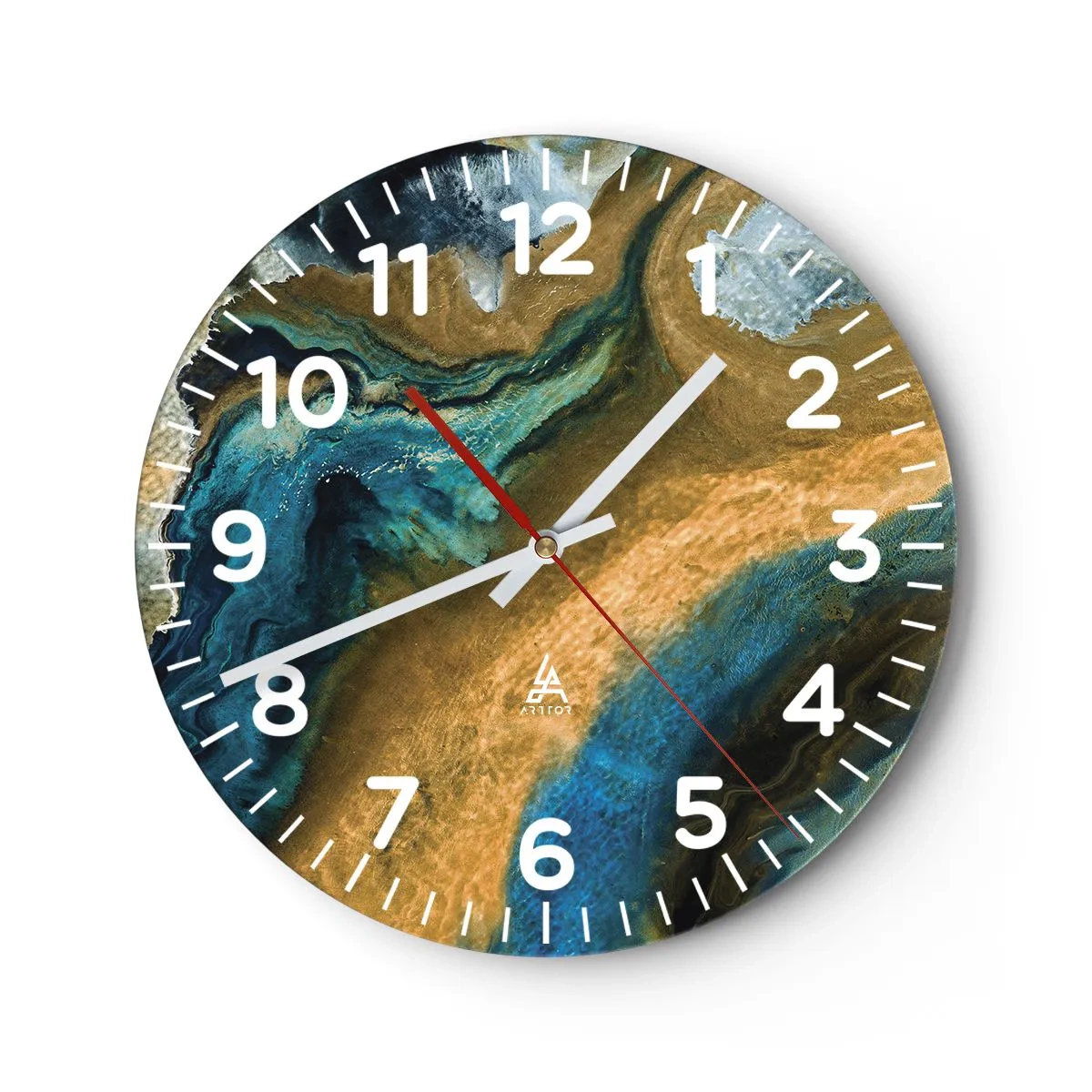 Wanduhr - Glasuhr - Blau - Gelb - gegenseitige Beeinflussung - 30x30 cm