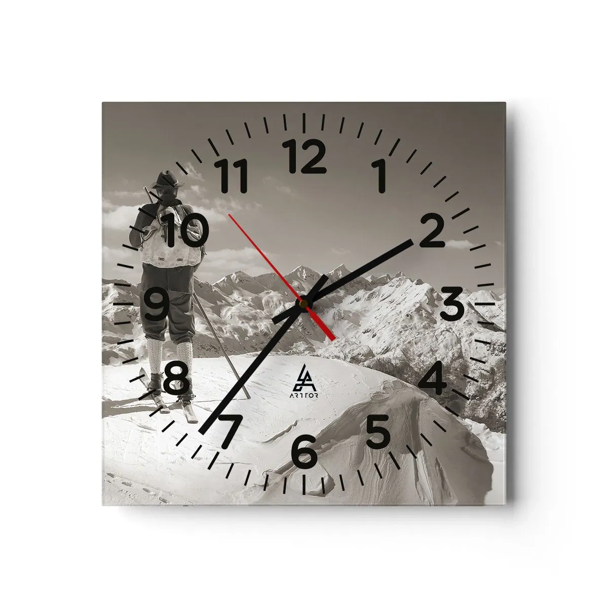 Wanduhr - Glasuhr - Und die Berge bleiben unverändert - 30x30 cm