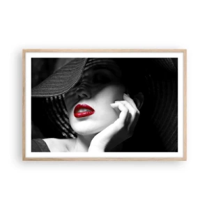 Poster in einem Rahmen aus heller Eiche - Eine Studie in Scharlachrot - 91x61 cm