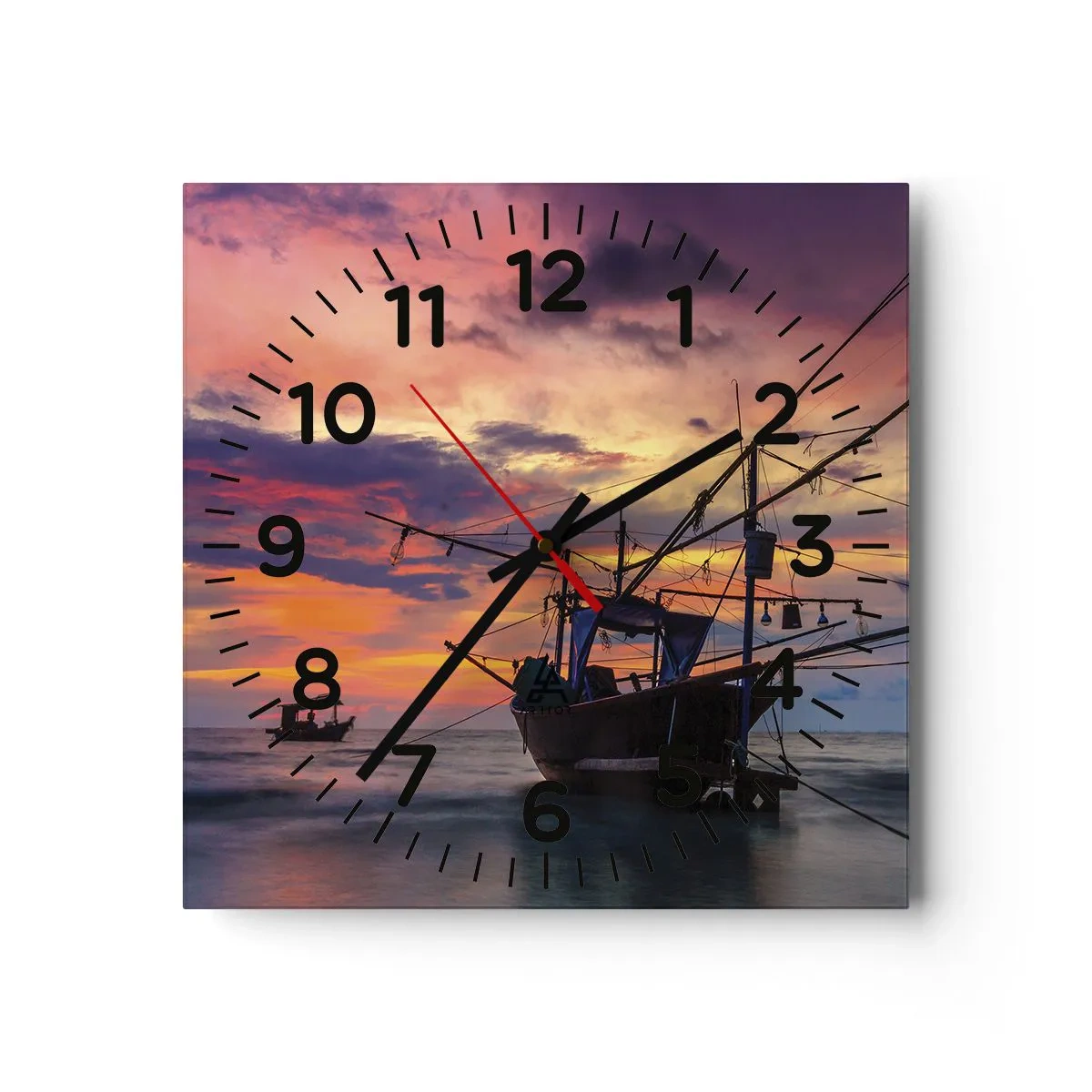 Wanduhr - Glasuhr - Exotischer Abend - 40x40 cm