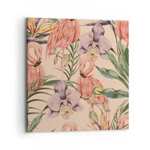 Bild auf Leinwand - Leinwandbild - Rosa Ballett in Blumen - 70x70 cm