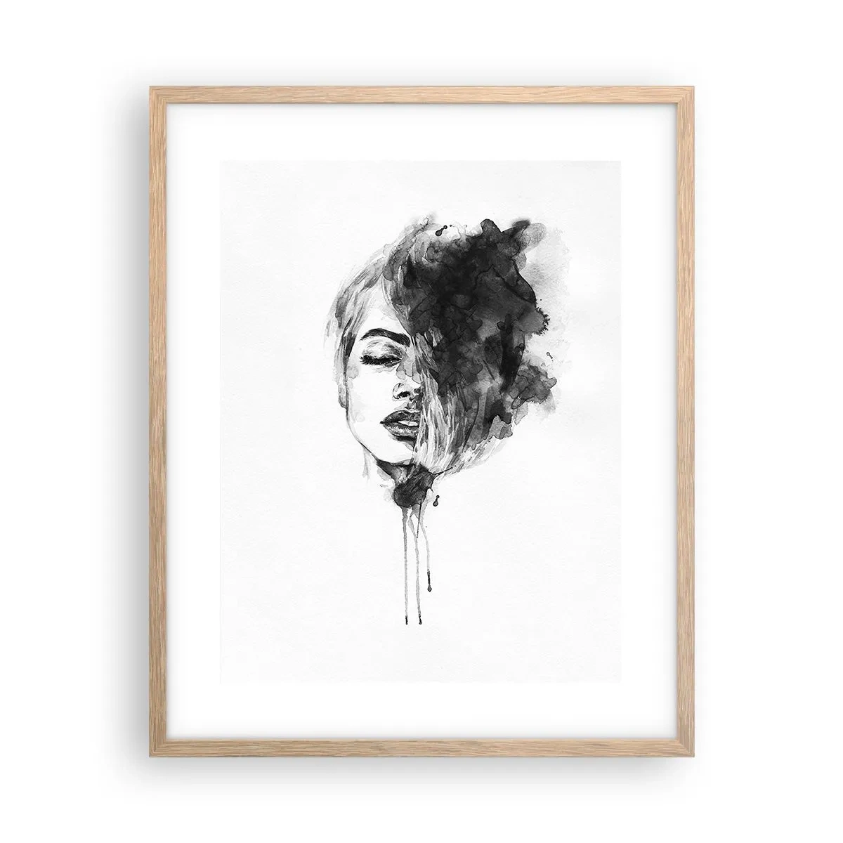 Poster in einem Rahmen aus heller Eiche - Wovon träumt das Mädchen - 40x50 cm