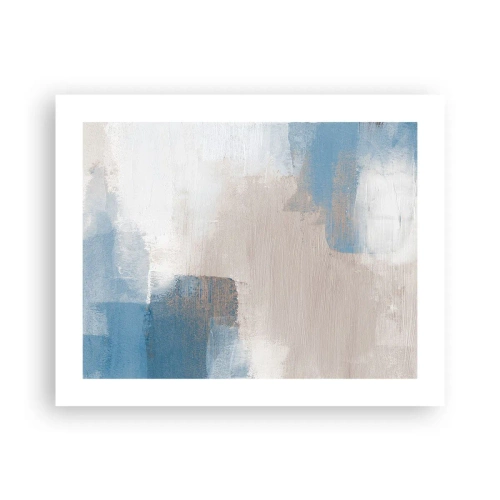 Poster - Rosa Abstraktion hinter einem blauen Vorhang - 50x40 cm